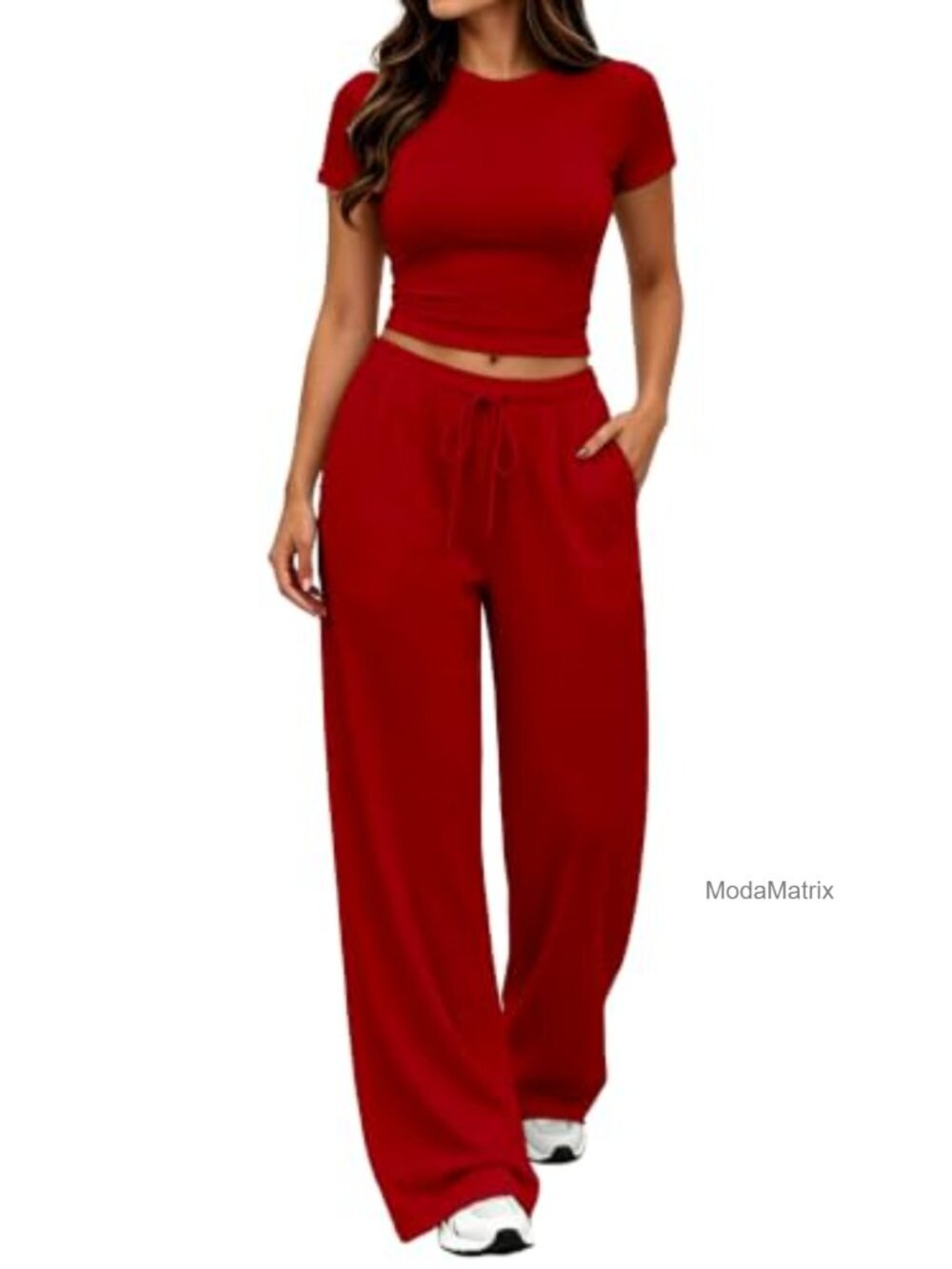 Womens 2 Piece Summer Matching Lounge Set with Pockets Wide Leg